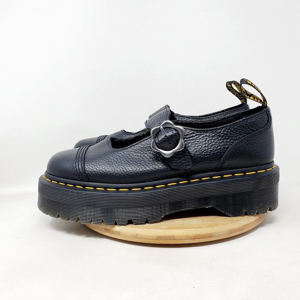Dr Martens Mary Jane Womens 9 Addina Quad Flower Buckle Chunky Platform Academia